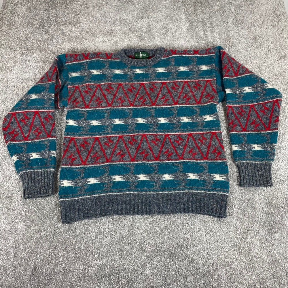 Hunt Club Sweater Mens Medium Wool Blend Southwestern Aztec Vintage (Tag‎ L)